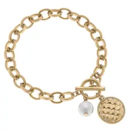 jewelry bracelets—kira qiulted metal charm t bar bracelet