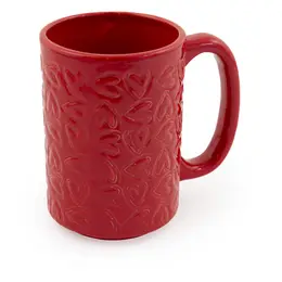 red heart ceramic mug